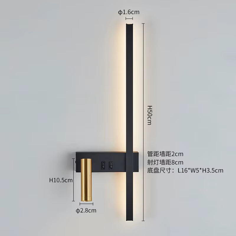 Wall Lamp Nordic Modern Black and White Minimalist Living Room Sofa Background Wall Decorative Lamp Light Luxury Bedroom Bedside