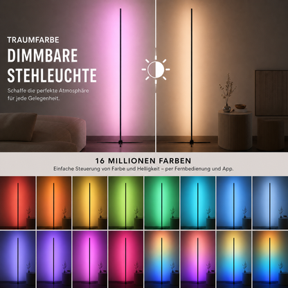 RGB Stehlampe | Smart LED Ecklampe | 16 Mio. Farben | Musik-Synchronisation
