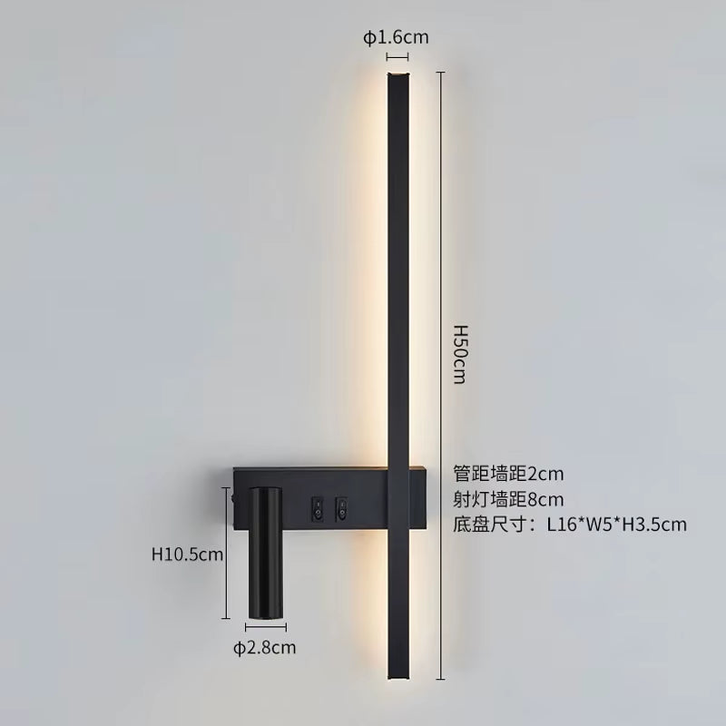 Wall Lamp Nordic Modern Black and White Minimalist Living Room Sofa Background Wall Decorative Lamp Light Luxury Bedroom Bedside